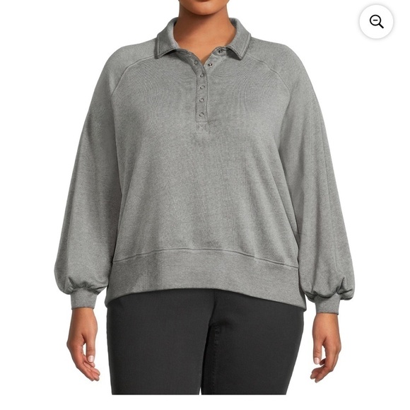 Terra & Sky Tops - EUC Terra & Sky Women's Plus Size Polo Fleece Sweatshirt Green Size 0X